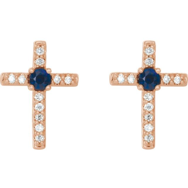 Greta Blue Sapphire 4 Prong Set  Diamond Earrings