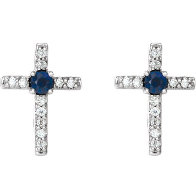 Greta 0.15 Carat Blue Sapphire 4 Prong Set  Diamond Earrings