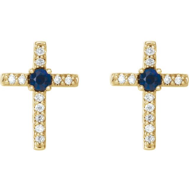 Greta Blue Sapphire 4 Prong Set  Diamond Earrings
