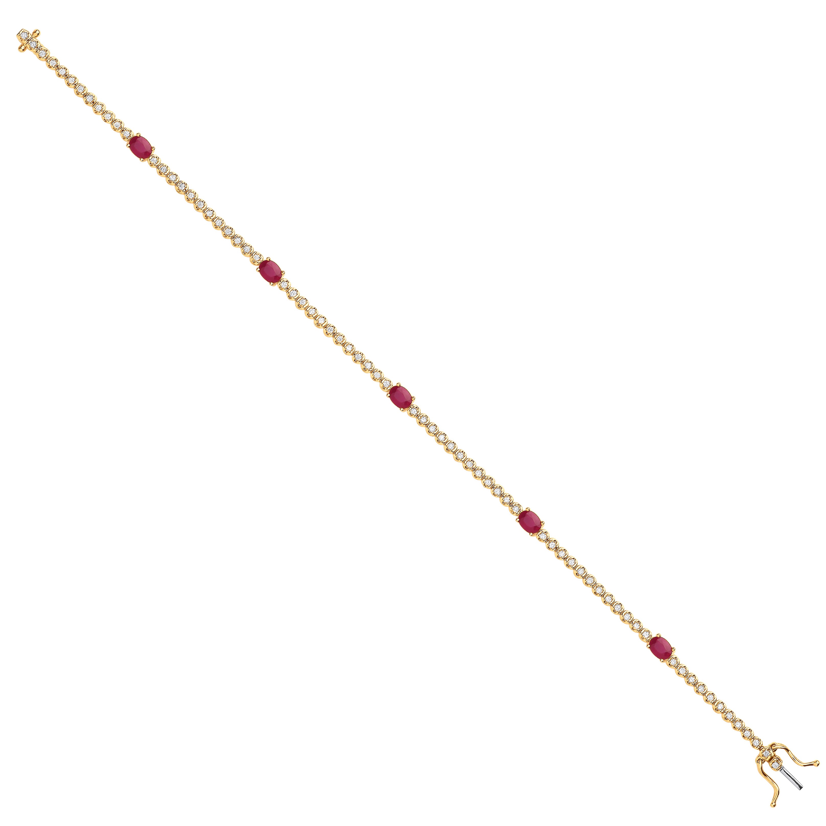 2 Ct Lab Grown Ruby Oval Cut Shelley  Bracelets in Silver 925