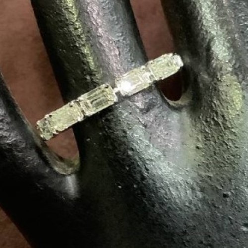 1.41 Carat F/VS Natural Emerald Cut Diamond Half Eternity Ring