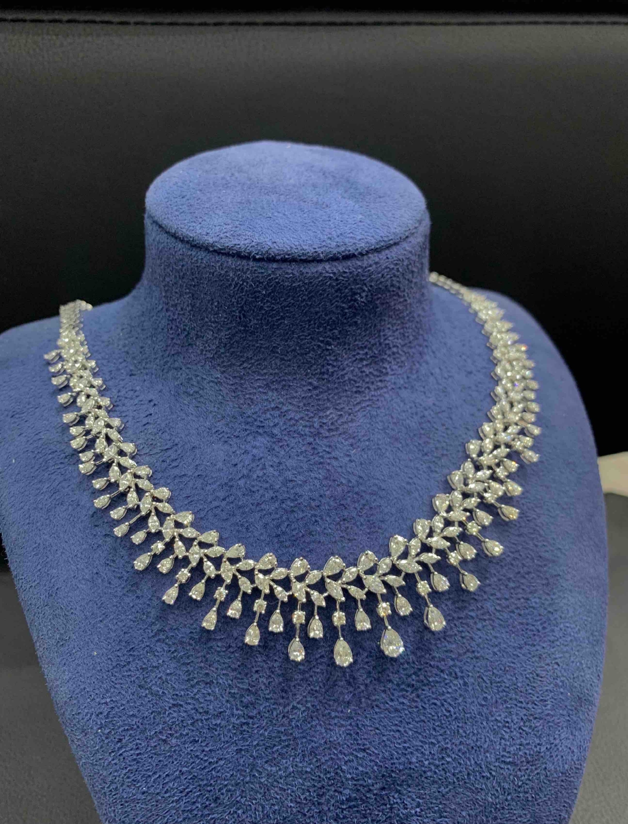Natural Round Marquise And Pear Cut Diamond Designer Tennis Necklace