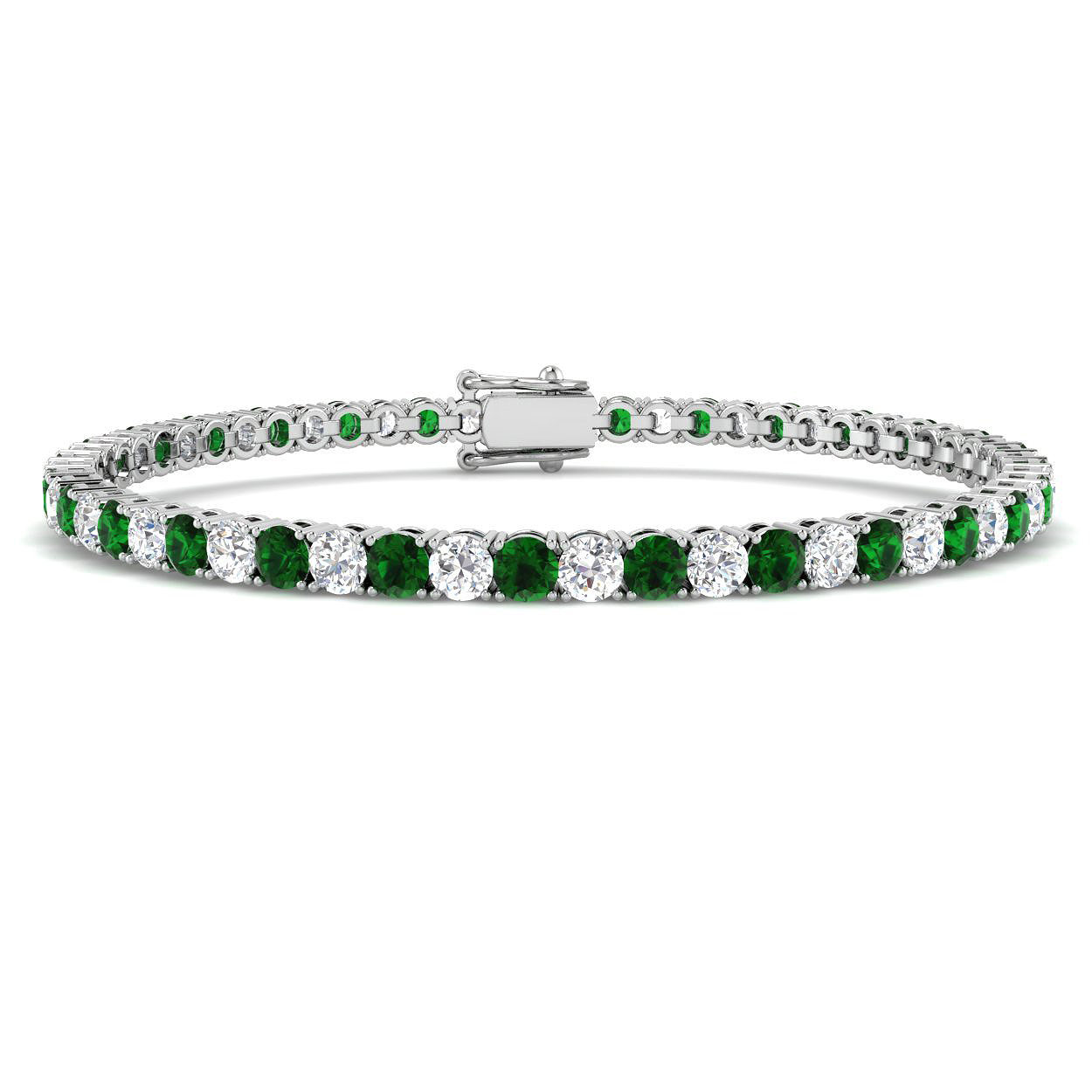 Green Emeral And Diamond Tennis Bracelet