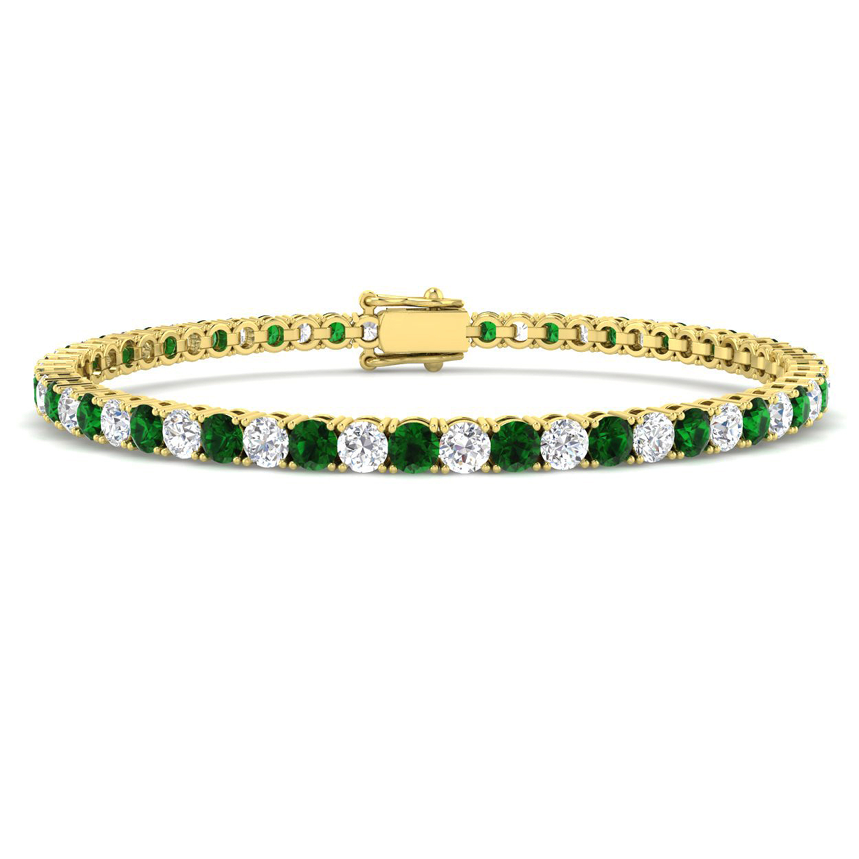 Green Emeral And Diamond Tennis Bracelet