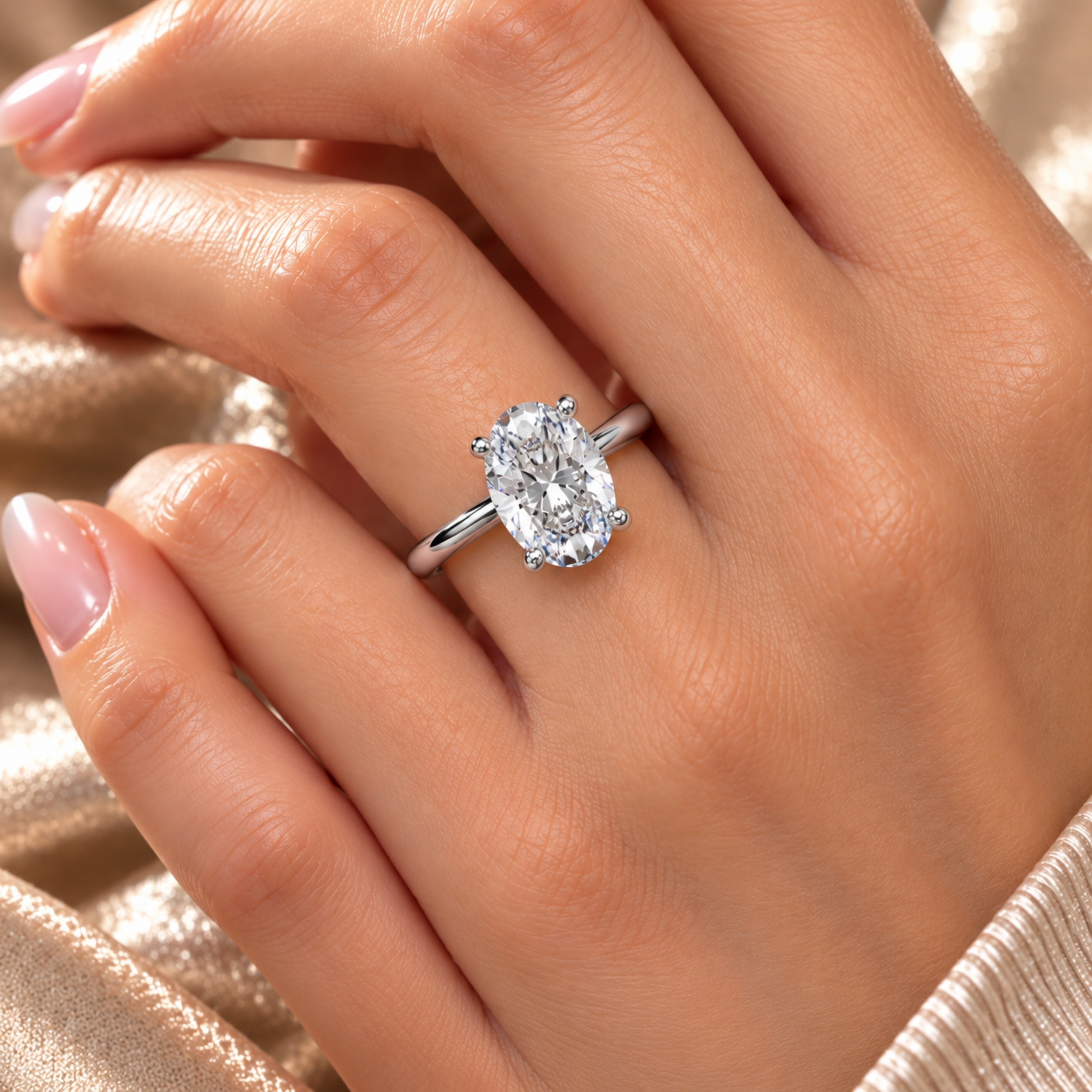 IGI Certified Oval Cut 4-Prong Diamond Solitaire Engagement Ring | Sunshine Diamonds