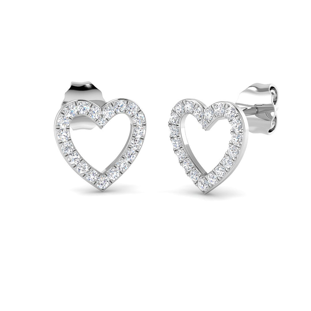 Natural Round Diamonds Heart Shape Earrings - Push Back