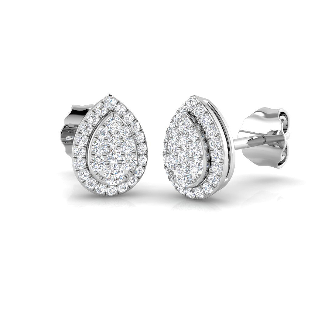 Natural Round Diamonds Cluster Earrings - Push Back