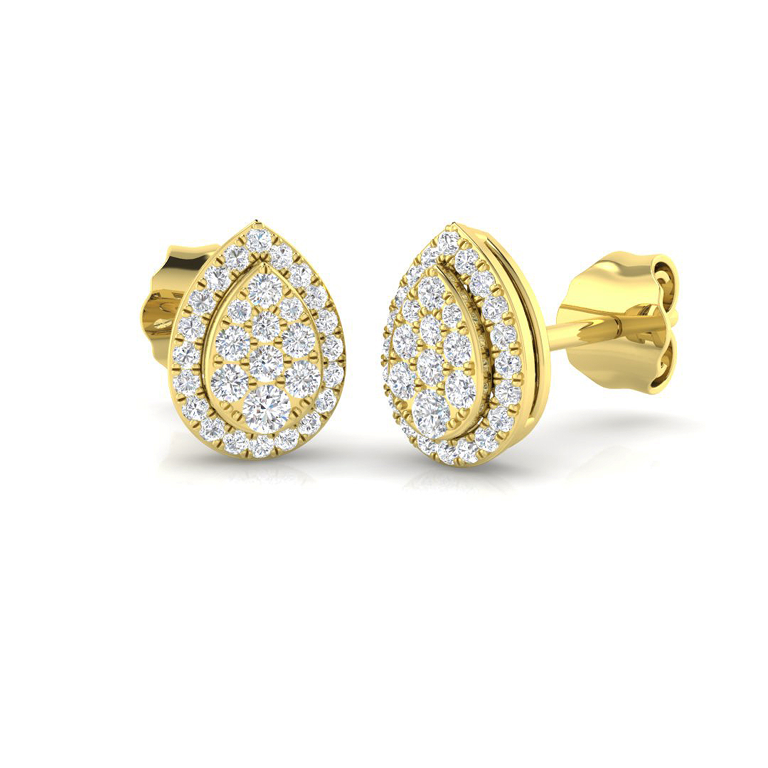 Natural Round Diamonds Cluster Earrings - Push Back