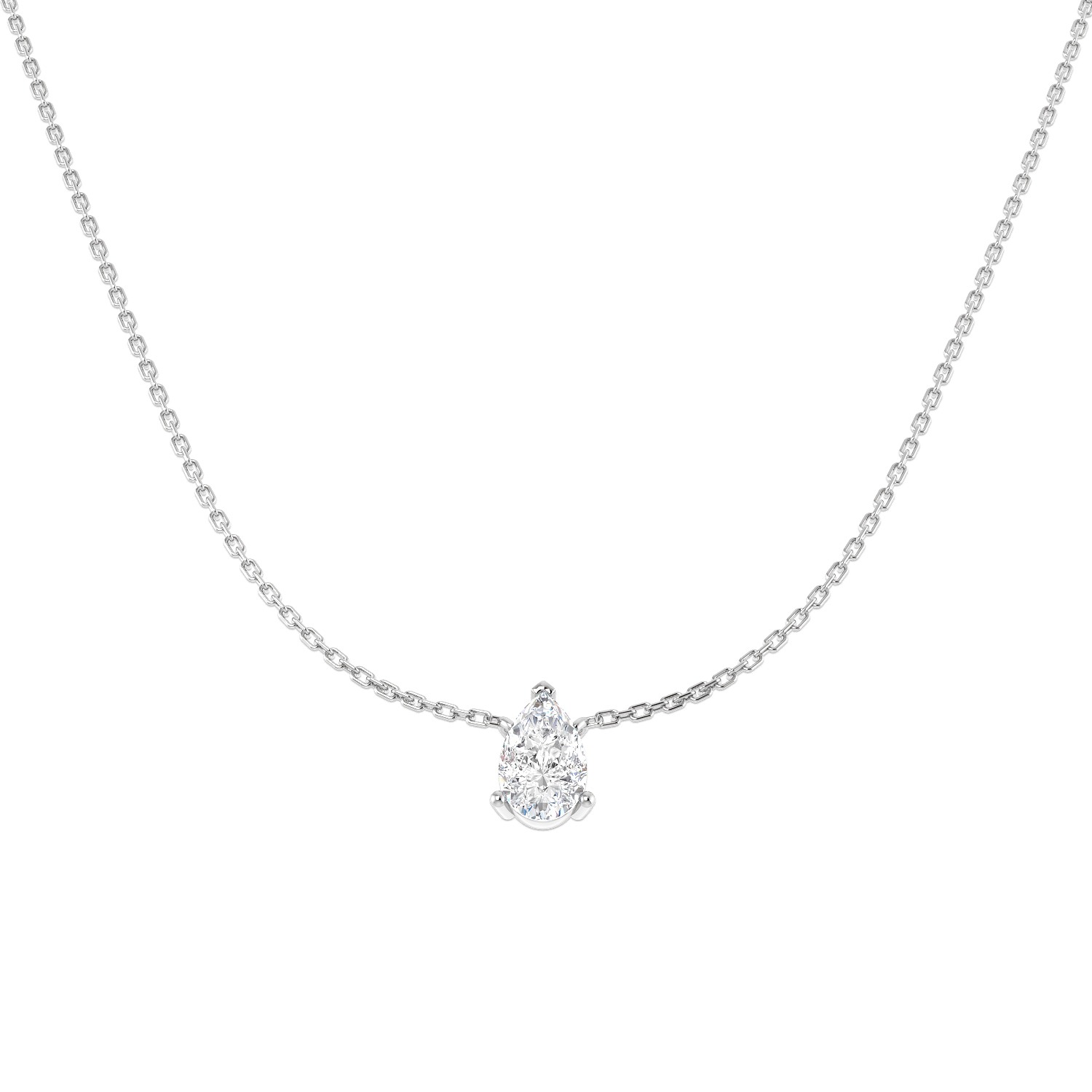 Crona Pear Cut 3 Prong Solitaire Pendant Necklace