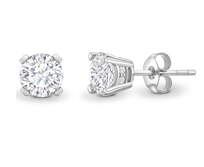 0.1 Ct Lab-Created Round Cut Jasmine  Studs Diamond Earrings in 9K White Gold