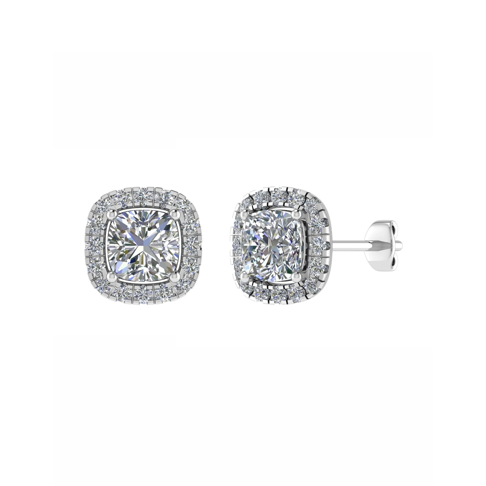 0.1 Ct Lab-Created Cushion Cut Janeva  Halo Diamond Earrings in Silver 925