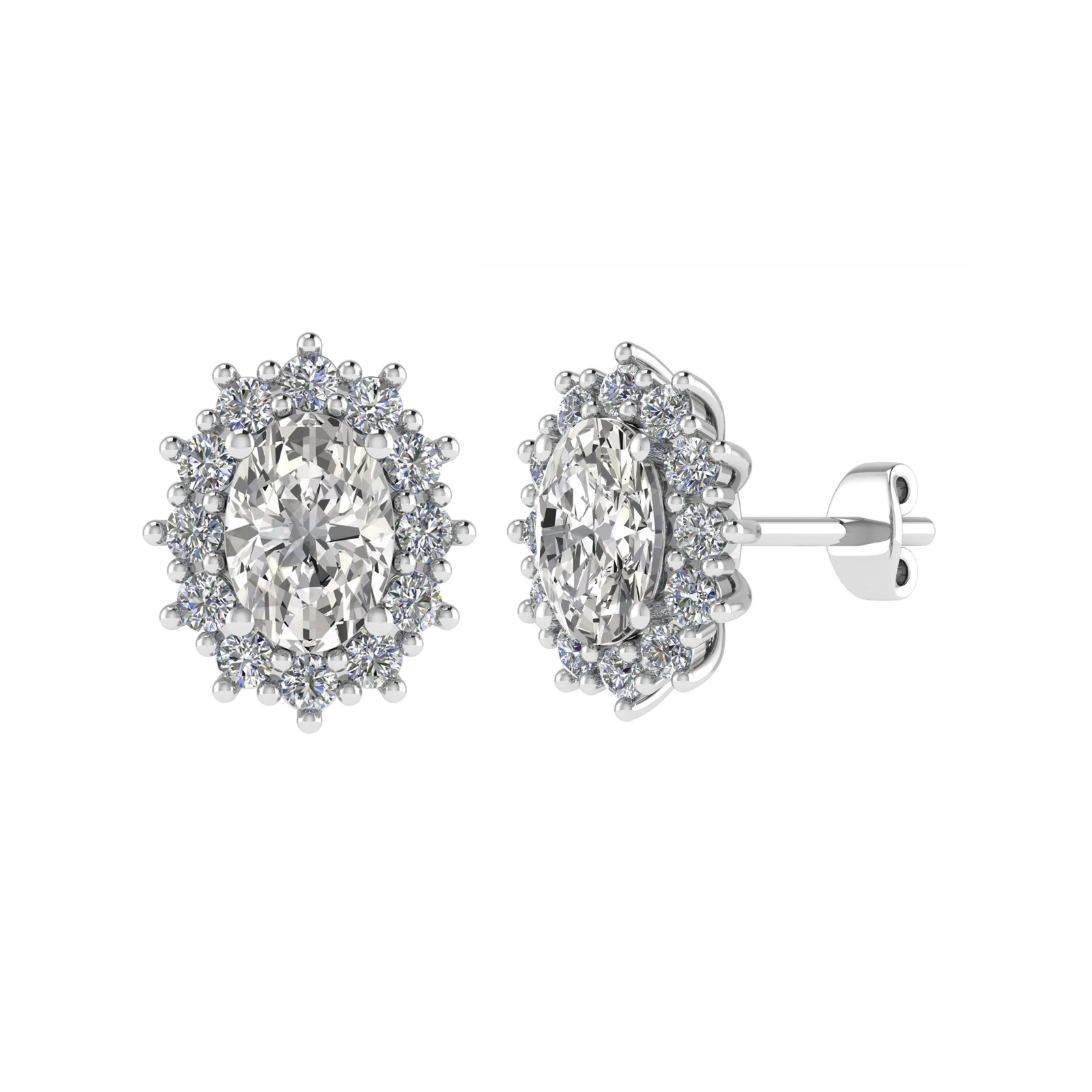 0.1 Ct Lab-Created Oval Cut Jayli  Halo Diamond Earrings in Silver 925