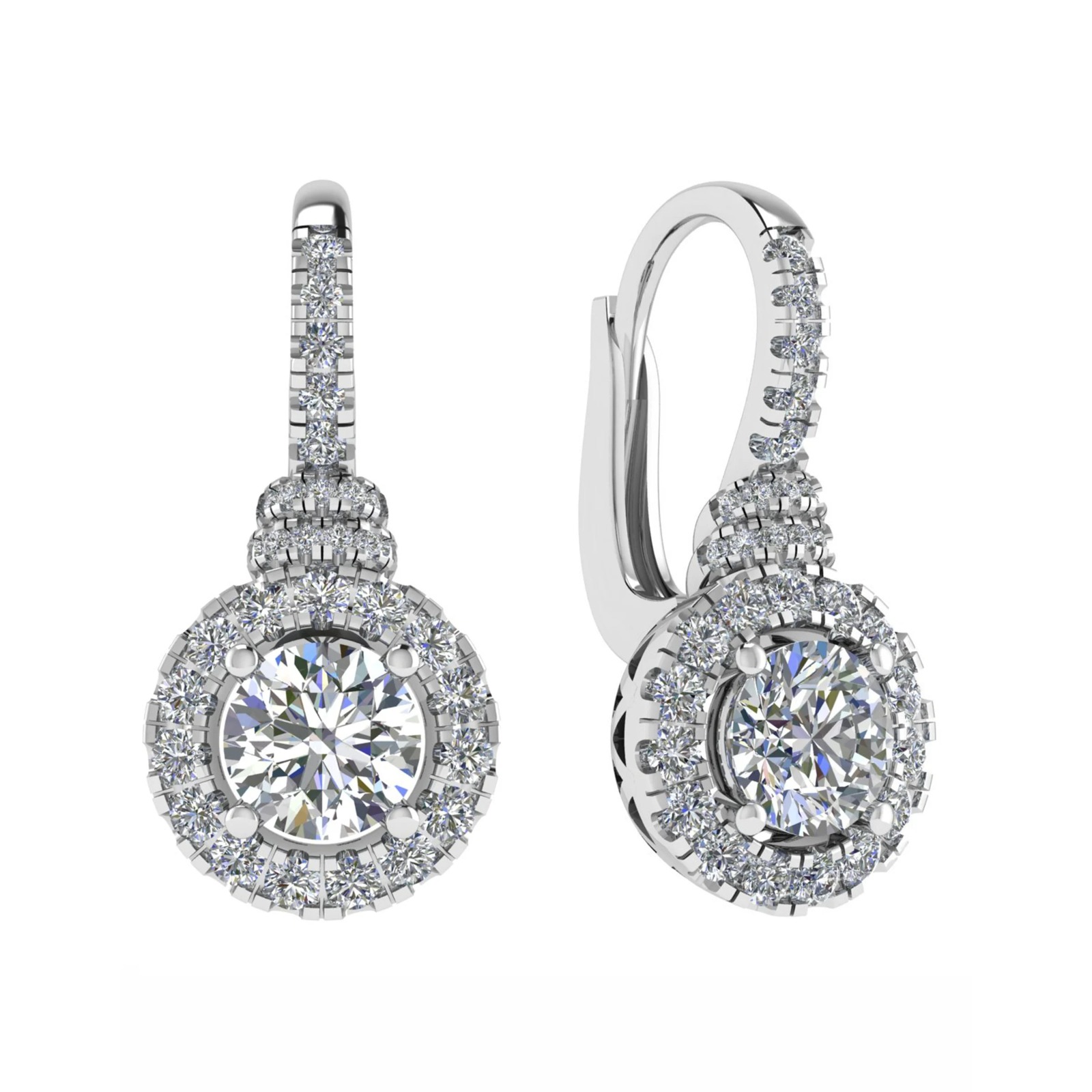 0.5 Ct Natural Round Cut Katelyn  Hoop Diamond Earrings in 9K White Gold