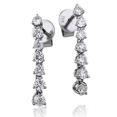 0.4 Ct Natural Round Cut Lyndall  Journey Diamond Earrings in 9K White Gold