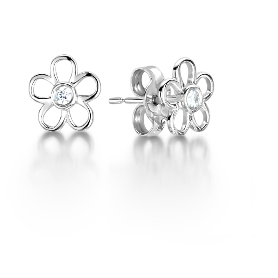 0.1 Ct Natural Round Cut Grayce  Everyday Diamond Earrings in 9K White Gold