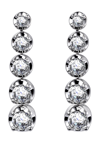 18K White Gold Diamond Journey Earrings