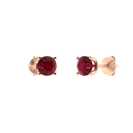 Hettie Natural Ruby 4 Prong Set  Diamond Earrings