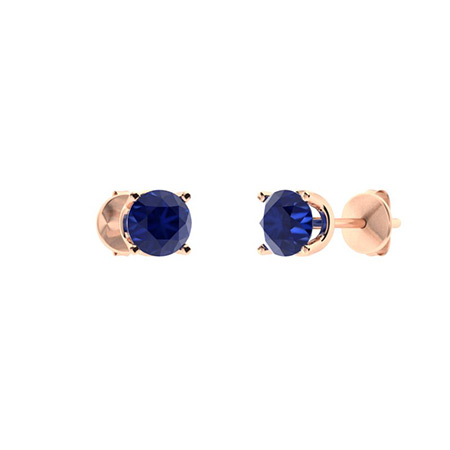 4 Prong Blue Color Stud Sapphire Earrings 