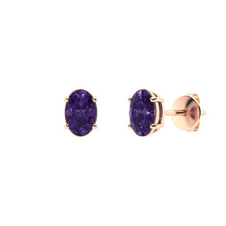 Gaelyn Amethyst 4 Prong Set  Diamond Earrings