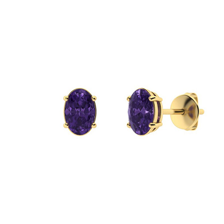 Gaelyn Amethyst 4 Prong Set  Diamond Earrings