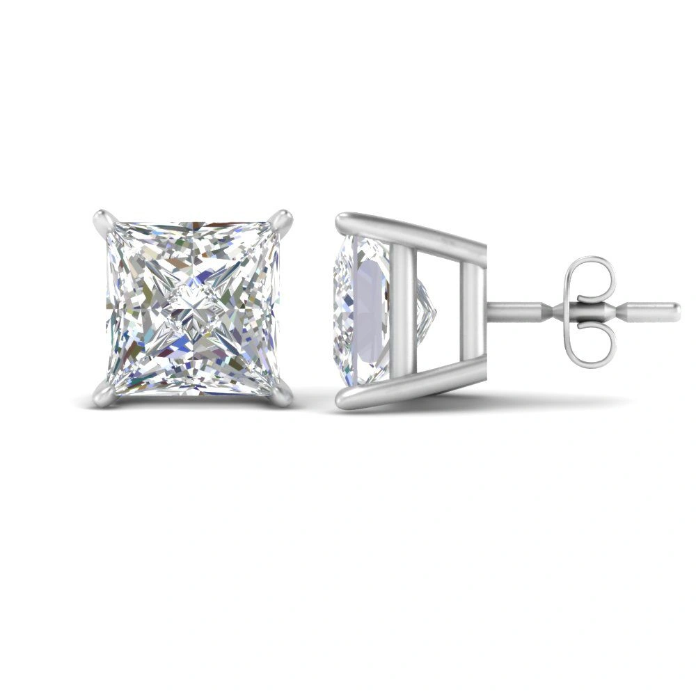Princess Cut Diamond Stud Earrings Side View