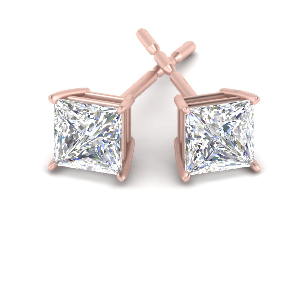 Lab-Created Princess Cut Juliana  Diamond Earrings in 9K White Gold