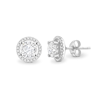 0.10-3.00 Carat Natural And Lab Created  Round Diamond Halo Earrings