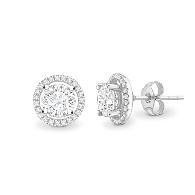 0.1 Ct Lab-Created Round Cut Jaimee  Halo Diamond Earrings in Silver 925