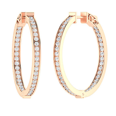 Kailey Natural Channel Set  Diamond Earrings
