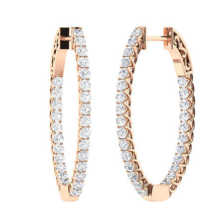 Felistas Lab Grown Rose Gold Claw Set Hoop Diamond Earrings