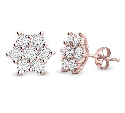 0.5 Ct Natural Round Cut Kristyn  Cluster Diamond Earrings in 9K White Gold