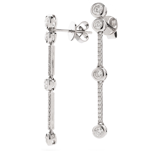 0.4 Ct Natural Round Cut Kathee  Drop Diamond Earrings in 9K White Gold
