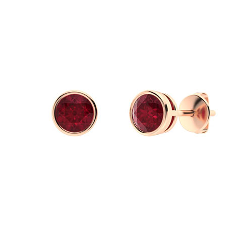 Heleana Natural Ruby Bezel Set  Diamond Earrings