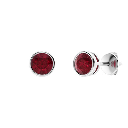 Heleana Natural Ruby Bezel Set  Diamond Earrings