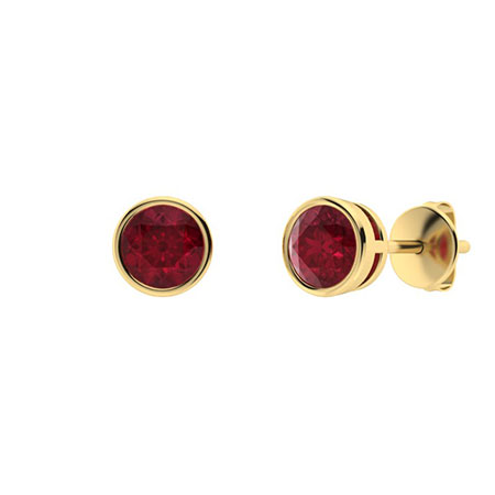 Heleana Natural Ruby Bezel Set  Diamond Earrings