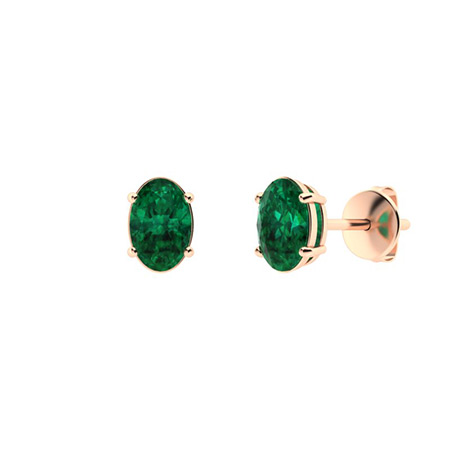 Helueua Emerald 4 Prong Set  Diamond Earrings