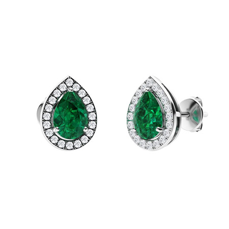 Helma Emerald 3 Prong  Diamond Earrings