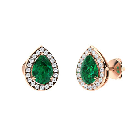 0.25 Ct Emerald Pear Cut Helma  Diamond Earrings in Silver 925