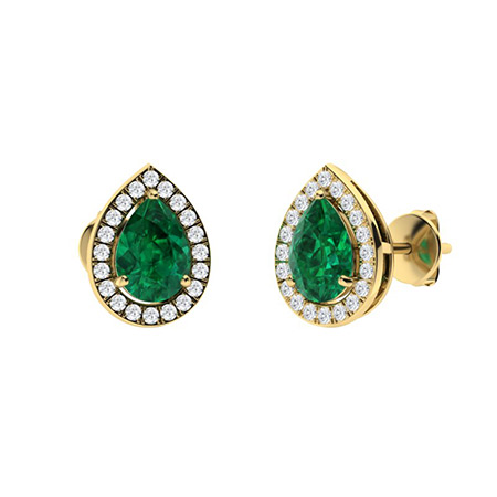 0.25 Ct Emerald Pear Cut Helma  Diamond Earrings in Silver 925