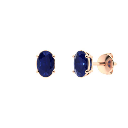 Geraldine Blue Sapphire 4 Prong Set  Diamond Earrings