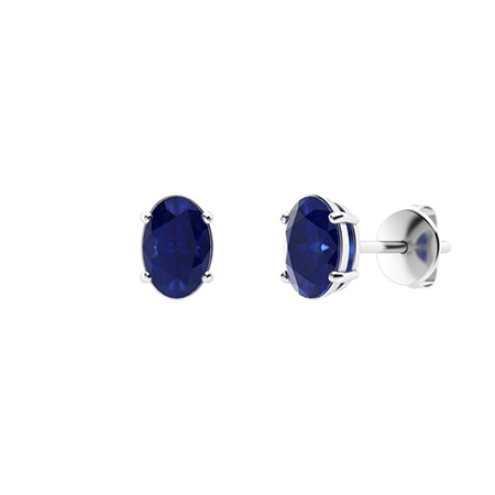 Geraldine 0.50 Carat Blue Sapphire 4 Prong Set  Diamond Earrings