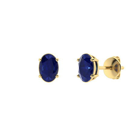 Geraldine Blue Sapphire 4 Prong Set  Diamond Earrings