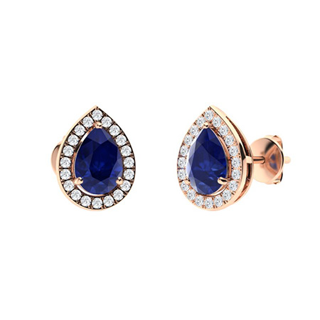 Gracyn Blue Sapphire 3 Prong  Diamond Earrings