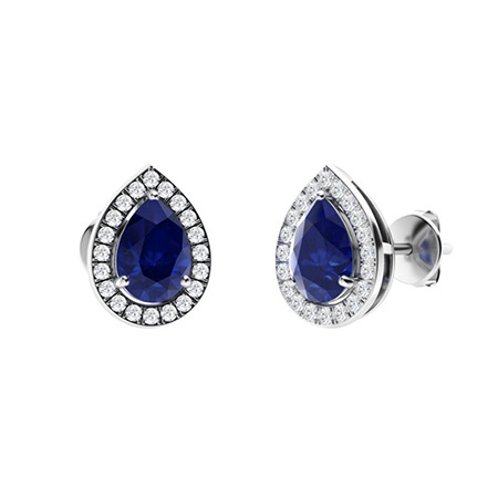 Gracyn Blue Sapphire 3 Prong  Diamond Earrings