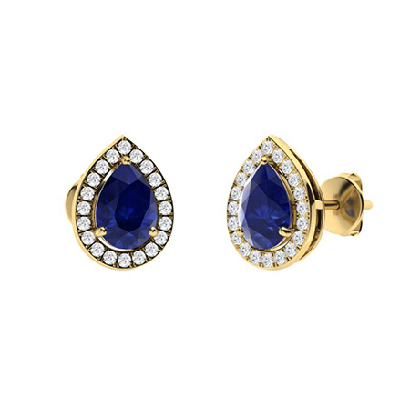 Gracyn Blue Sapphire 3 Prong  Diamond Earrings