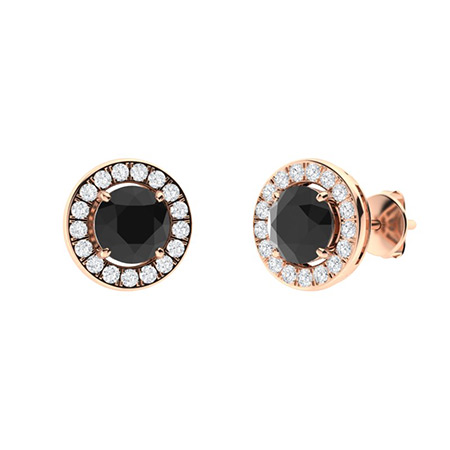 Hamida Black 4 Prong  Diamond Earrings