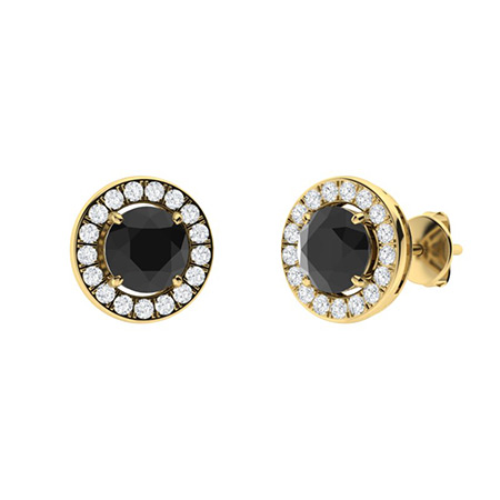 Hamida Black 4 Prong  Diamond Earrings