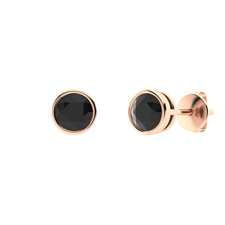 Harlene Black Bezel Set  Diamond Earrings