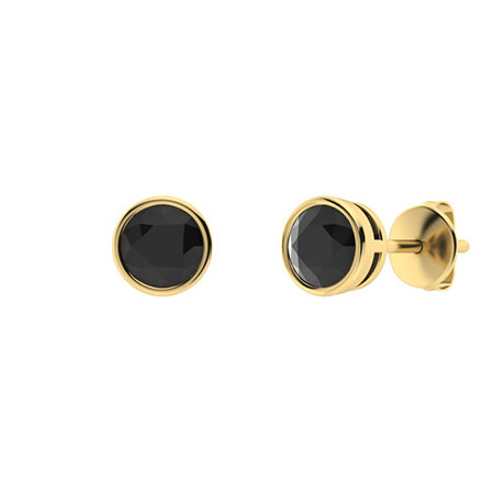 Harlene Black Bezel Set  Diamond Earrings