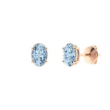 Gerica Aquamarine 4 Prong Set  Diamond Earrings